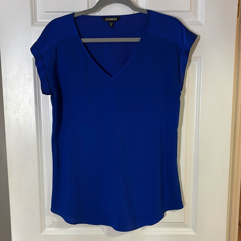 Express Cobalt Blue V-Neck Top Size Medium